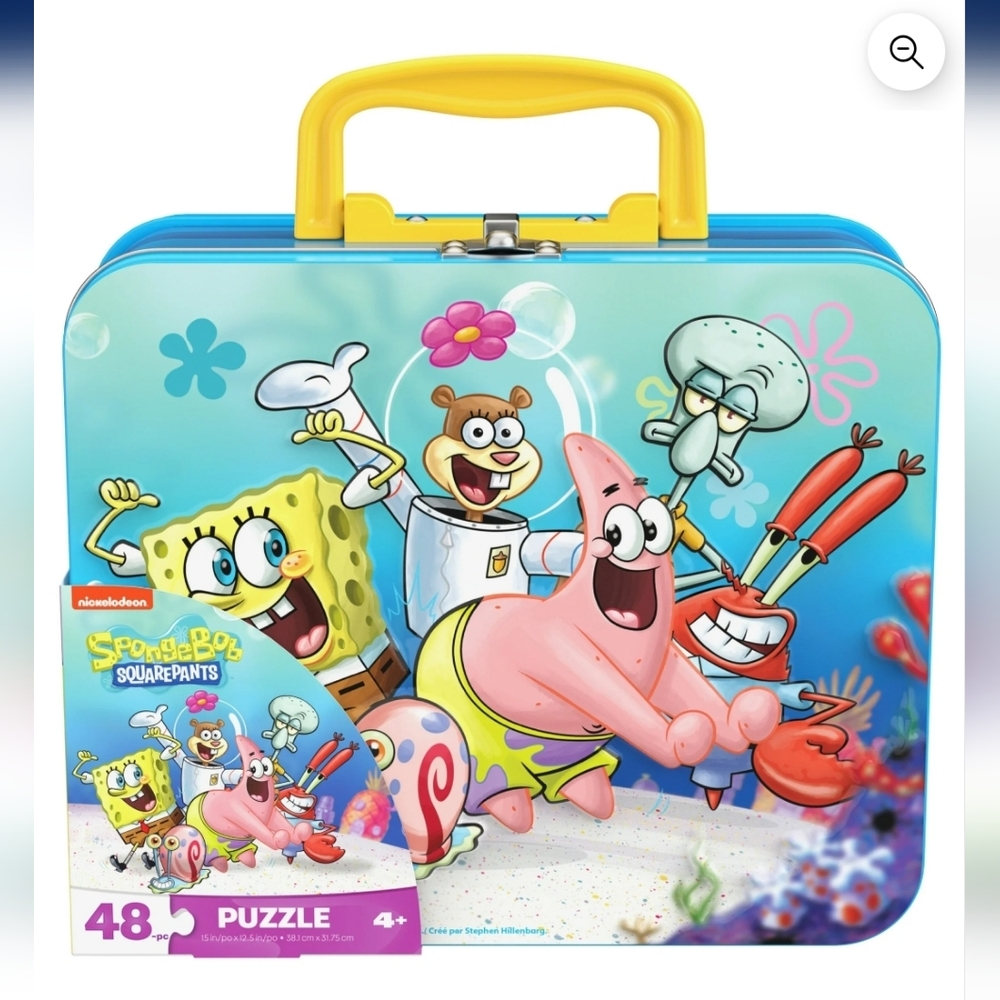 Nickelodeon SpongeBob SquarePants Puzzle Tin - Blue and Pink - Picture 7 of 12